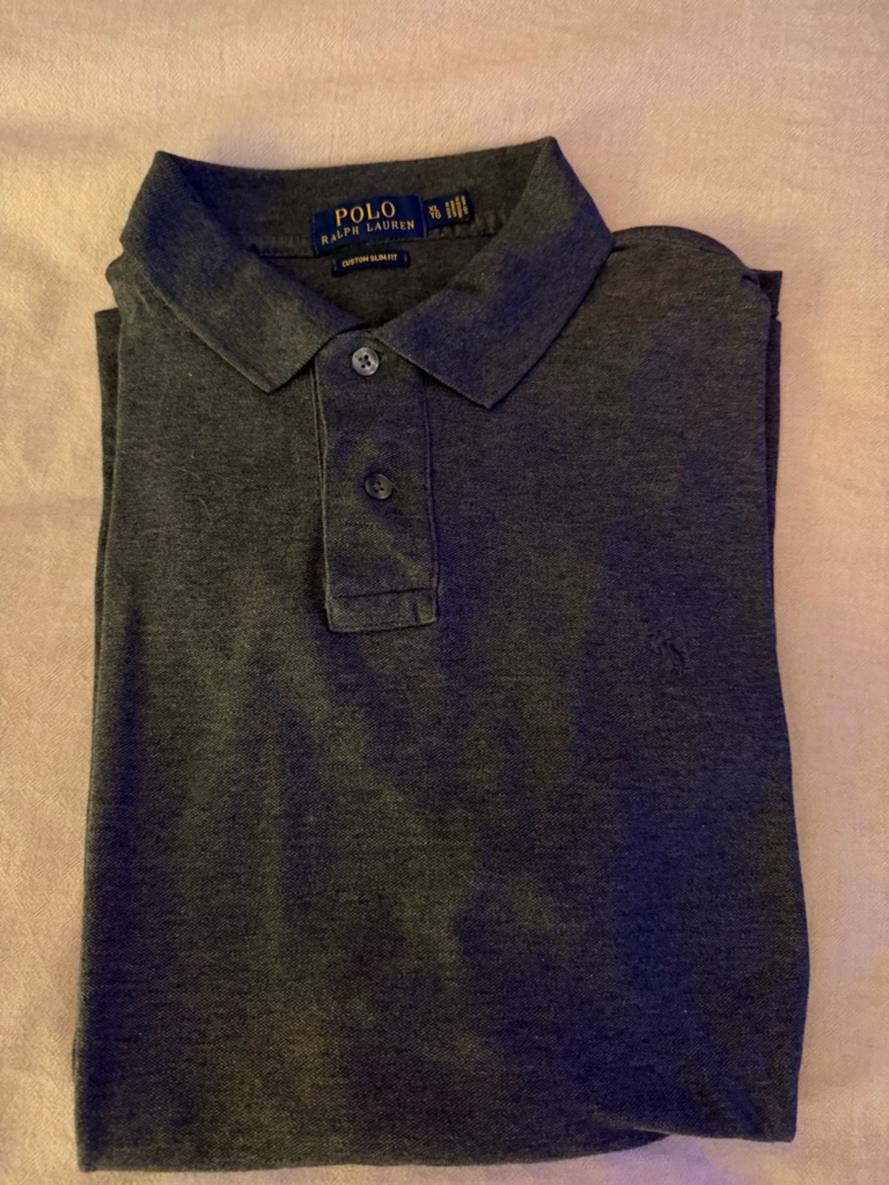 Polo Ralph Lauren Custom Slim Fit Polo XL Pique Knit Charcoal Gray